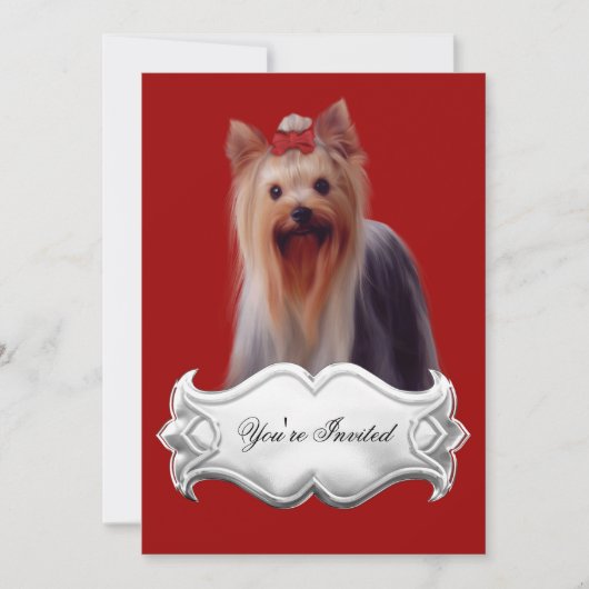 Invitations Yorkshire terrier chiots chiens Rouges (Devant)