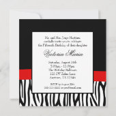 Invitations Zebra Red Bow Diamond Quinceanera (Dos)