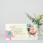 INVITE FOTOCARD: olifant + ballonnen 7 (Staand voorkant)