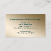 Inviter Gold & Aquamarine Carte de visite Auto (Dos)