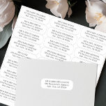 Invités mariages simples étiquettes de adresse 27<br><div class="desc">Ces étiquettes de adresse mariages, faciles à customiser, sont parfaits pour votre papeterie mariage moderne et minimaliste. Utilisez ces autocollants pour répondre rapidement et efficacement aux invitations, enregistrer les dates, les cartes de remerciement, et plus encore. Un nom et une adresse différents peuvent être imprimés sur chacun des 27 étiquettes...</div>
