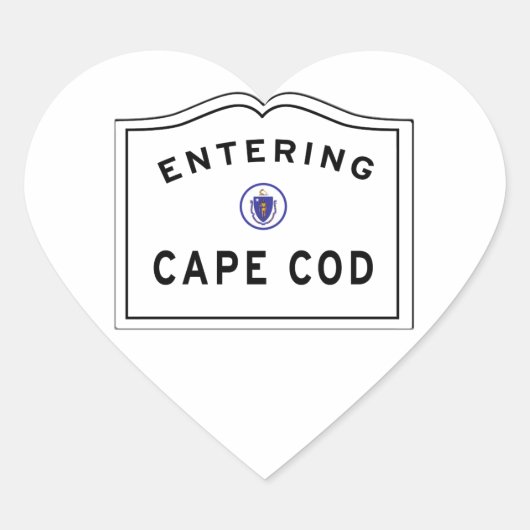 Invoeren van Cape Cod MA-teken Hart Sticker (Voorkant)