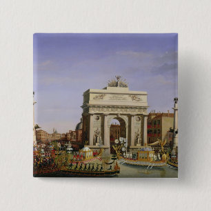 Invoering van Napoleon I in Venetië, 1807 Vierkante Button 5,1 Cm