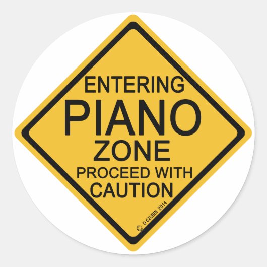 Invoering van Piano Zone Ronde Sticker (Voorkant)