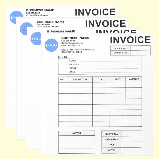 Invoice Order Form & Custom Small Business Logo Notitieblok