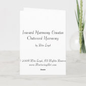 Inward Harmony Creates Outward Harmony Kaart (Achterkant)