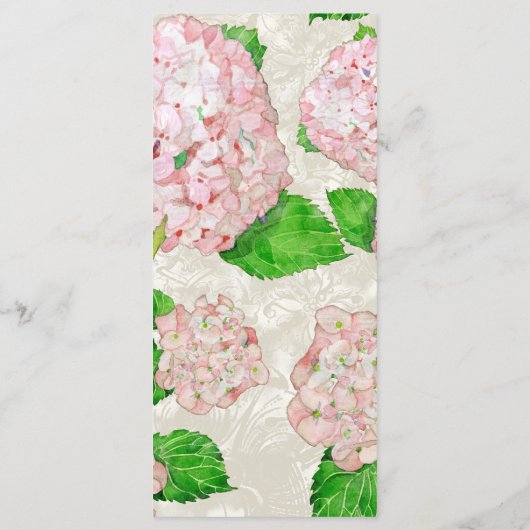 Inwendige menu Roze hydrangea Floral Formele kant (Achterkant)