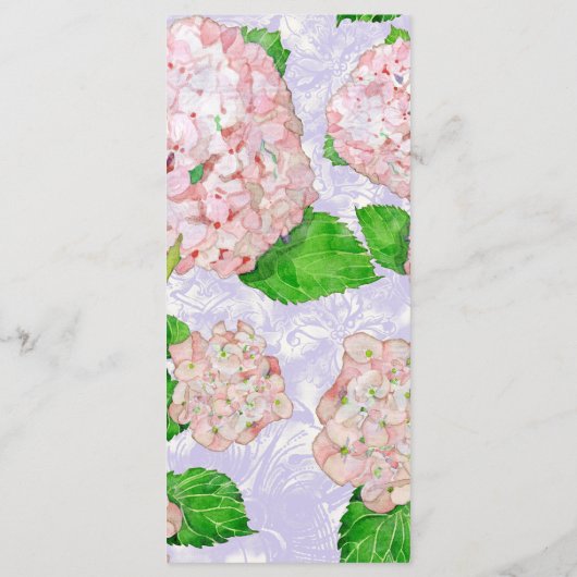 Inwendige menu Roze hydrangea Floral Formele kant (Achterkant)