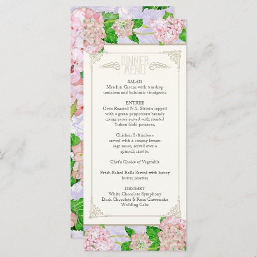 Inwendige menu Roze hydrangea Floral Formele kant (Voorkant / Achterkant)