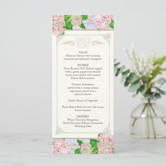 Inwendige menu Roze hydrangea Floral Formele kant (Staand voorkant)