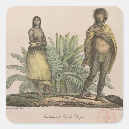 Inwoners van Paaseiland Vierkante Sticker (Voorkant)