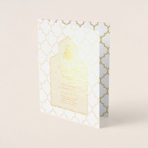 INZAKE EEN REAL Gold Foil Islamic Wedding Invitati Folie Kaarten