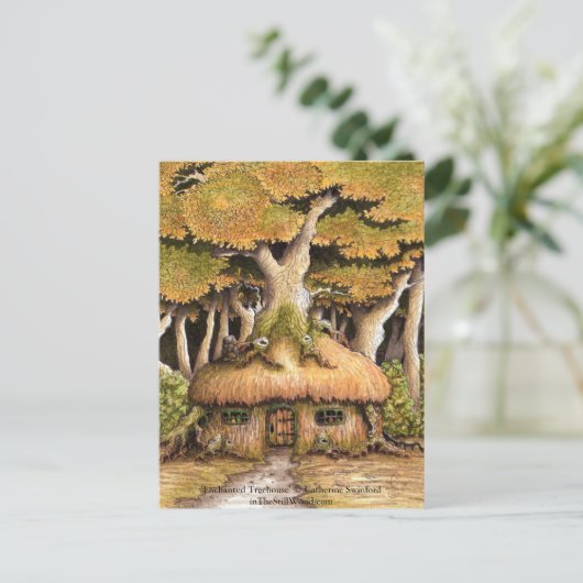 Inzamelbaar briefkaart "Enchanted Treehouse" (Staand voorkant)