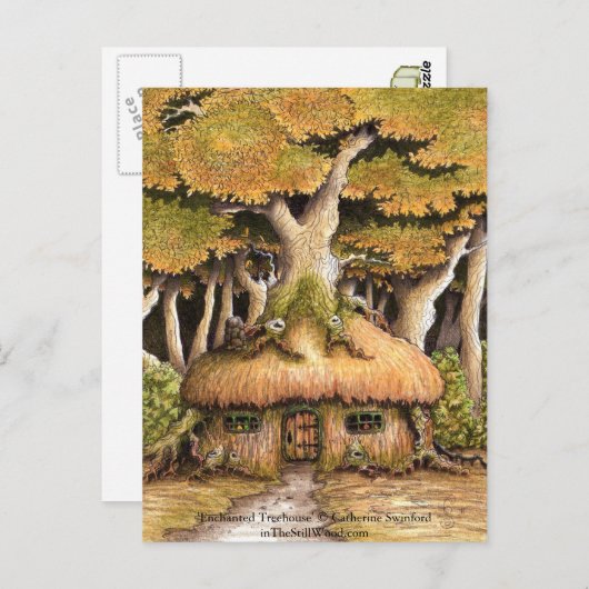Inzamelbaar briefkaart "Enchanted Treehouse" (Voorkant / Achterkant)