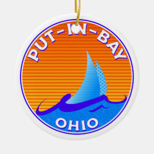 Inzet van het meer van Erie Sailing Boating in de Keramisch Ornament