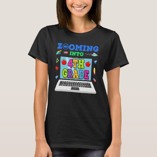 Inzoomen op 4e klas virtueel terug naar school 4e  t-shirt (Voorkant)