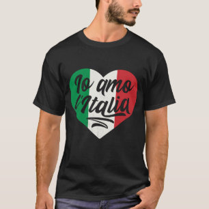Io L' Italia Hart Italië Land  Italiaanse Vlag T-shirt