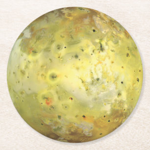 Io Vulkanische Maan van Jupiter Ronde Kartonnen Onderzetter