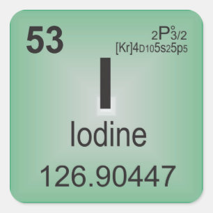 Iodine afzonderlijk element van de periodieke tabe vierkante sticker
