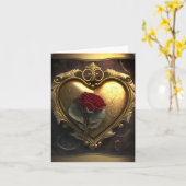 Ionic Gold Heart Roos Romantic Valentijnsdag Kaart (Gele Bloem)