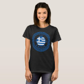 IOS, Grèce Drapeau T-shirt noir féminin (Devant entier)