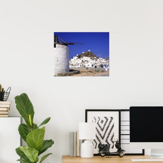 Ios, Griekenland. De prachtige en knapperige, witt Poster (Thuiskantoor)