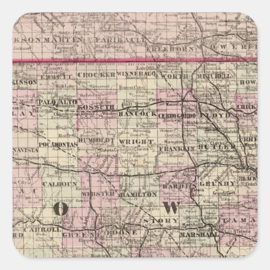 Iowa 4 vierkante sticker (Voorkant)