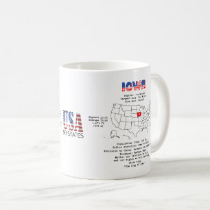 Iowa American staat op een kaart en nuttige inform Koffiemok
