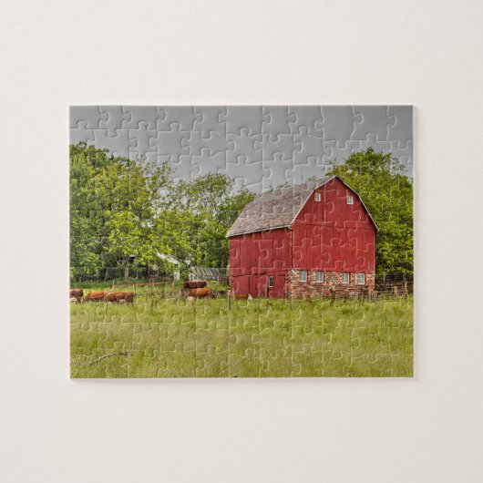 Iowa Barn met veetransport Legpuzzel (Horizontaal)