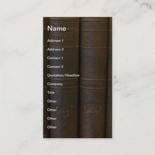 Iowa Books Visitekaartje (Voorkant)