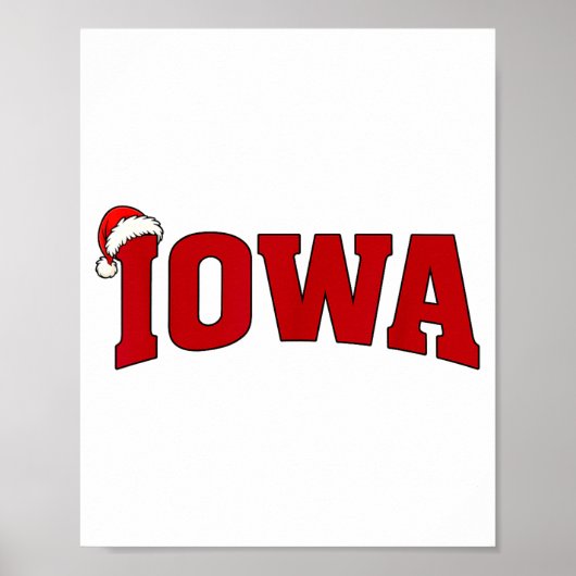 Iowa Christmas Santa Hat Retro Throwback Souvenir Poster (Voorkant)