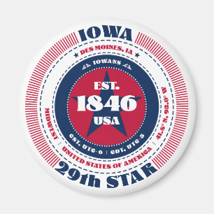 Iowa Circle Typographie Souvenir Magnet
