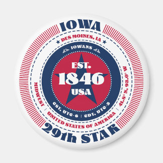 Iowa Circle Typography Souvenir Magnet Magneet