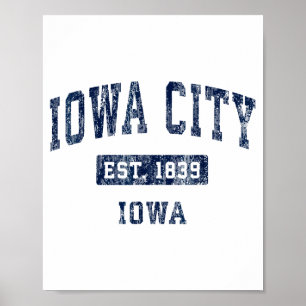 Iowa City Iowa Ia Vintage Gevestigde Sport Desig Poster