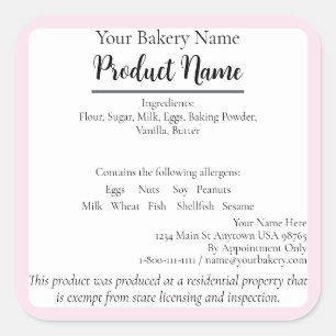 Iowa Cottage Food Business Pink Baking Étiquette