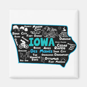 Iowa Des Moines Cedar Rapids, Sioux City, Mason Magneet