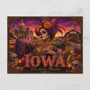 Iowa Día de los Muertos Retro Briefkaart