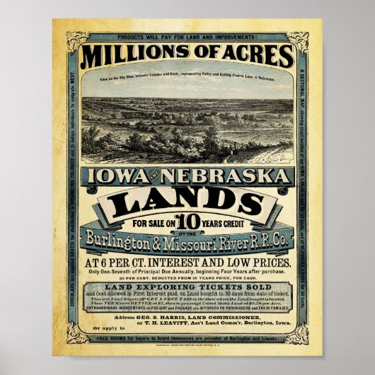 Iowa en Nebraska Land Sale Print (Voorkant)