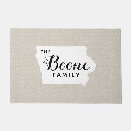 Iowa Family Monogram State Doormat Deurmat (Voorkant)