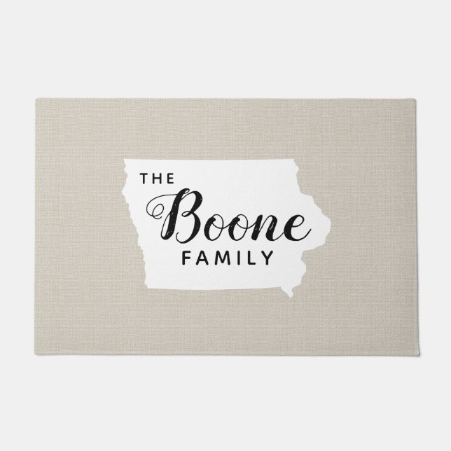 Iowa Family Monogram State Doormat Deurmat (Voorkant)