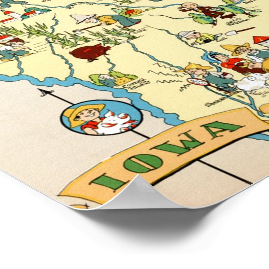 Iowa Funny Map Poster (Hoek)