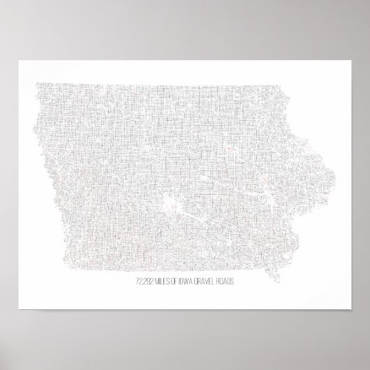 Iowa Gravel Roads Map Poster (Voorkant)
