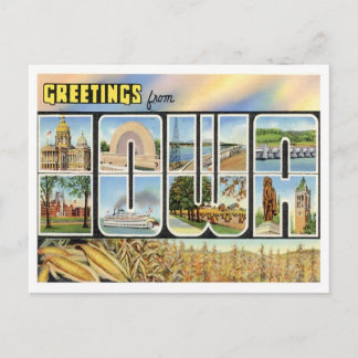 Iowa Greetings uit de Verenigde Staten Briefkaart