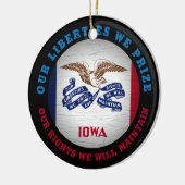 IOWA HAWKEYE STATE FLAG KERAMISCH ORNAMENT (Links)