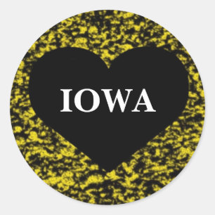 Iowa Heart Yellow Ronde Sticker