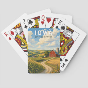 Iowa Illustratie Reis Kunst Antiek Pokerkaarten