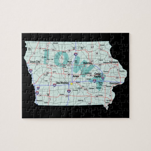 Iowa Interstate Map Legpuzzel (Horizontaal)