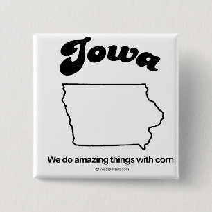 IOWA - "IOWA STATE MOTTO" T-shirts en tandwielen Vierkante Button 5,1 Cm
