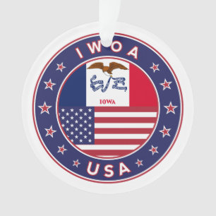 Iowa, Iowa sticker, tas, klok Ornament