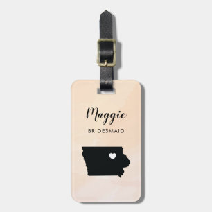 Iowa kaart bagagelabel, huwelijksfeest welkom bagagelabel
